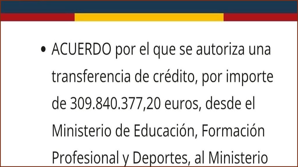 Spain Shifts €309 Million From Education to Presidency Payroll