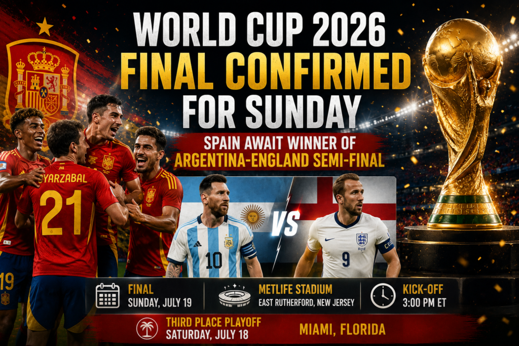 World Cup 2026 Final Confirmed for Sunday: Spain Await Winner of Argentina-England Semi-Final