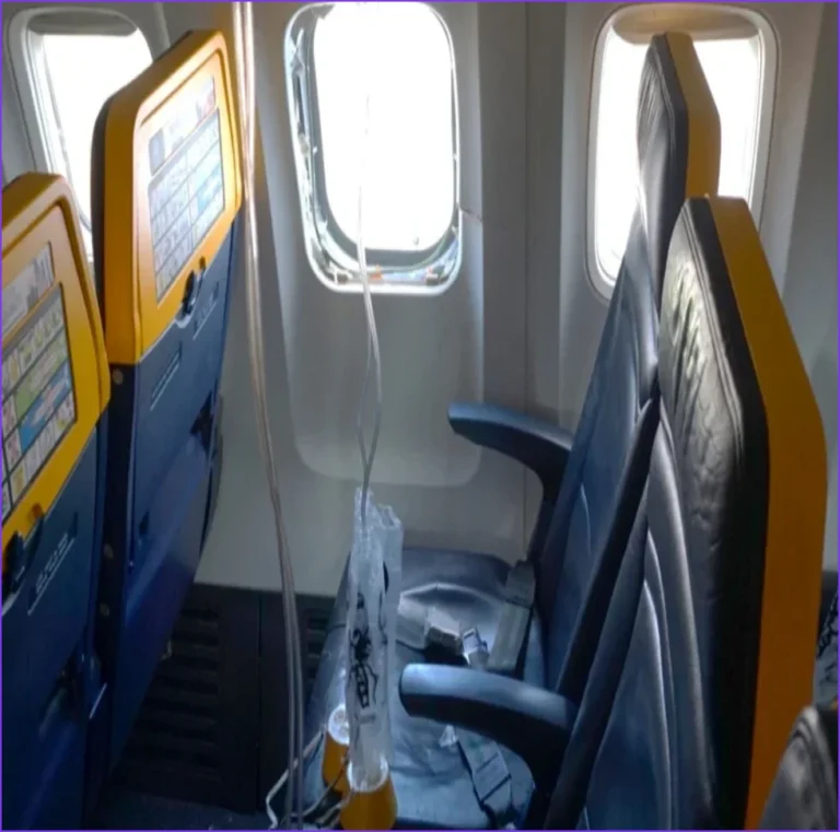 Broken Engine Parts Shattered Window on Ryanair Flight