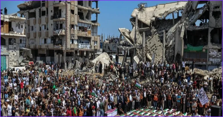Gaza Holds Mass Funeral for 112 Relatives Recovered From Rubble