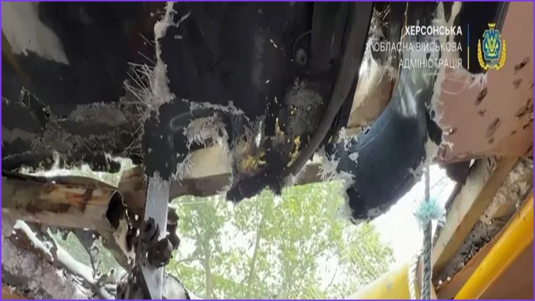 Russian Drone Strike on Kherson Minibus Kills Four People