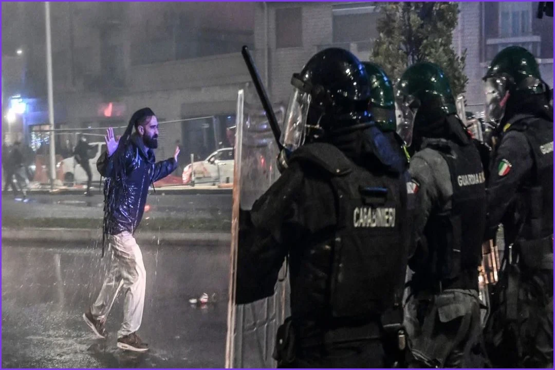 Police and Protesters Clash Across Italian Cities and Barcelona